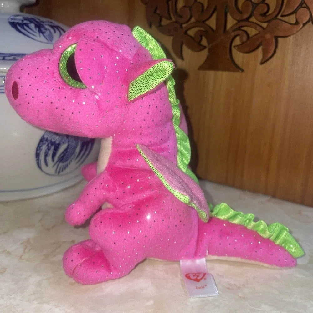 2016 Ty‎ Darla Dragon Sparkle Eyes Foil Wings Neon Pink & Green 6